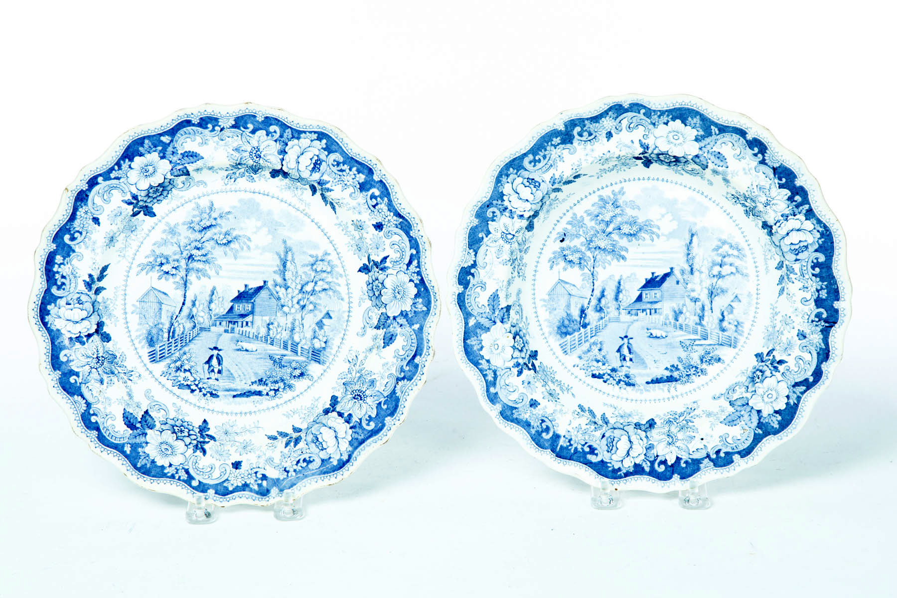 Appraisal: TWO HISTORICAL BLUE STAFFORDSHIRE PLATES England nd quarter- th century