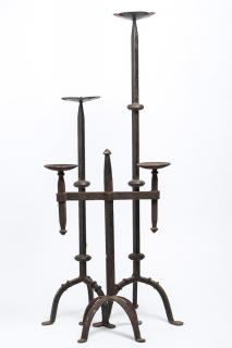 Appraisal: Wrought Iron Floor Candlesticks Arts and Crafts style all with