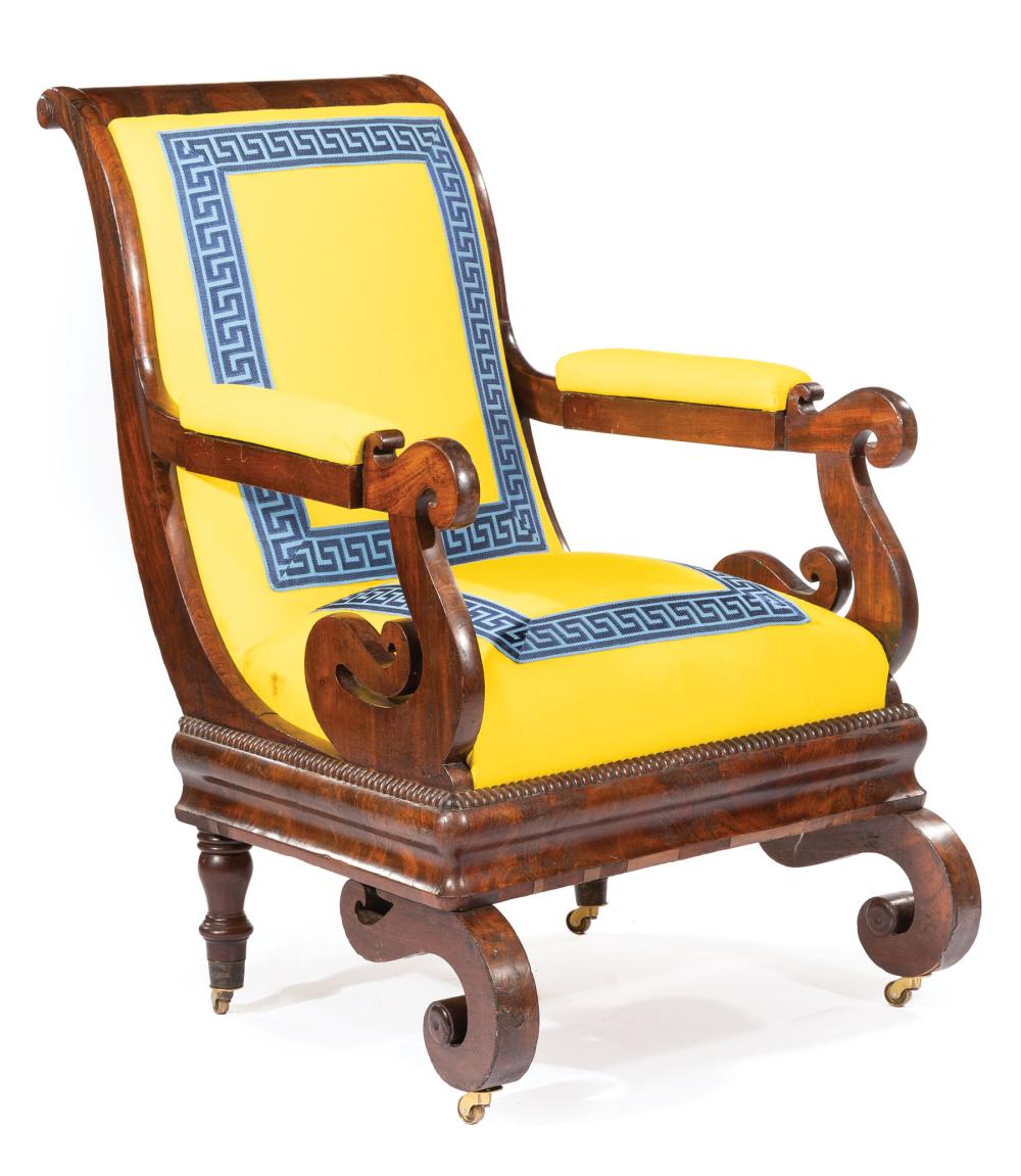 Appraisal: American Classical Mahogany Library Armchair mid- th c attr to