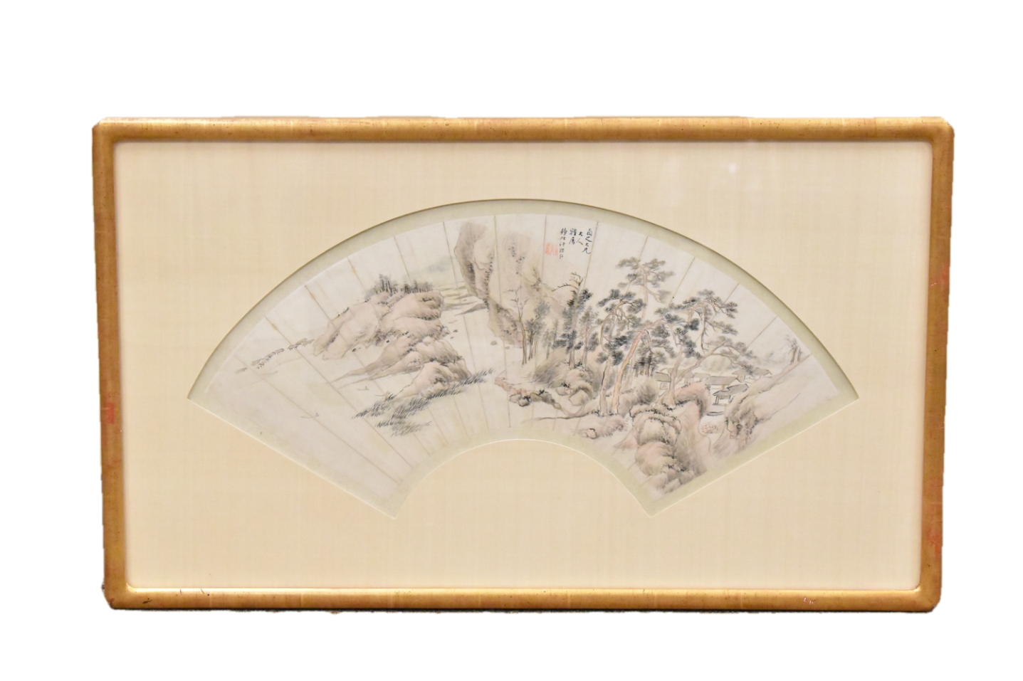 Appraisal: A framed Chinese fan painting of a landscape by artist