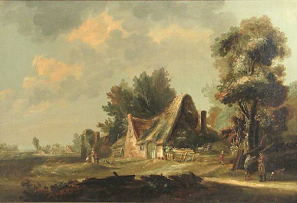 Appraisal: Dutch School th Century A view of a cottage in