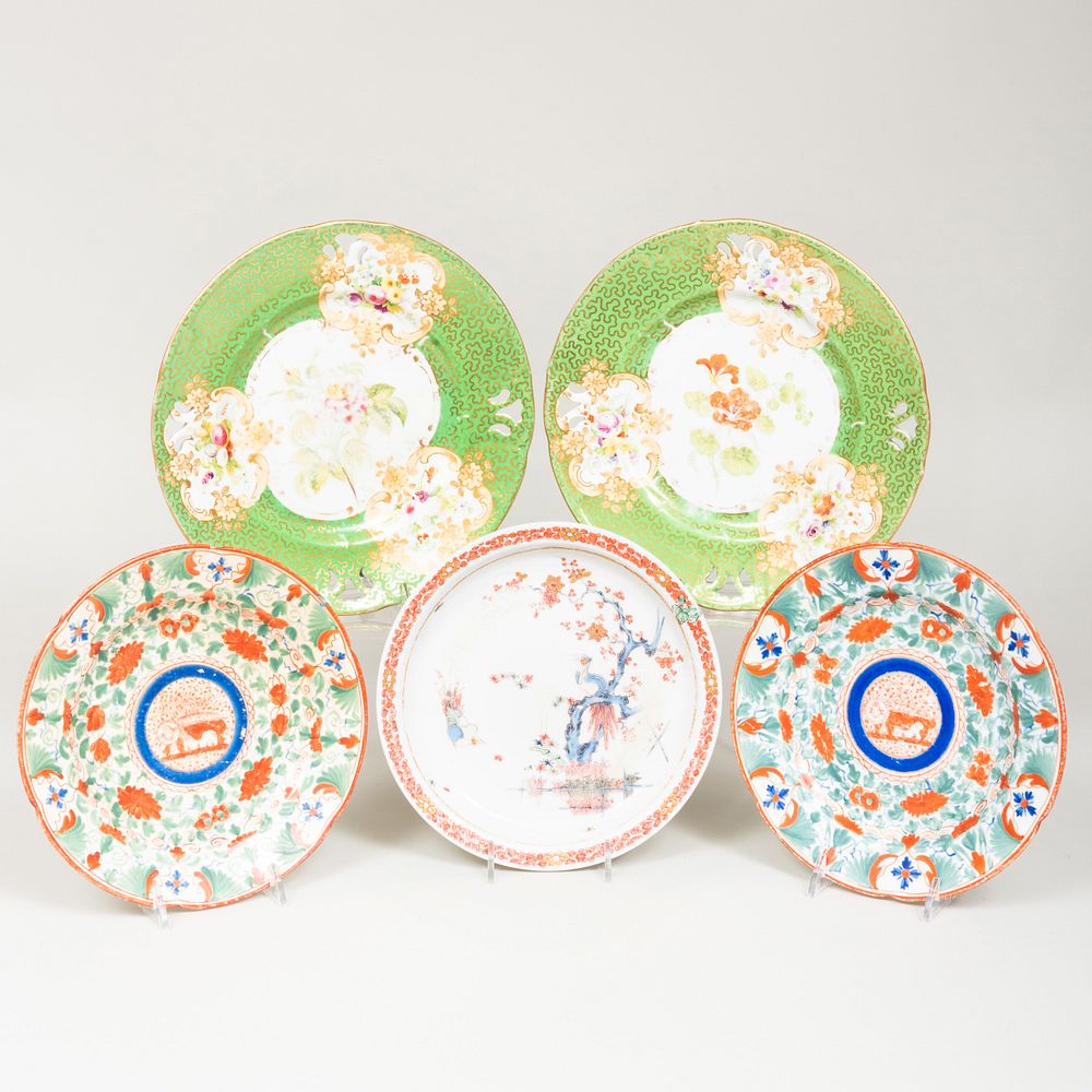 Appraisal: Group of Four English Porcelain Plates and Chinese Export Porcelain