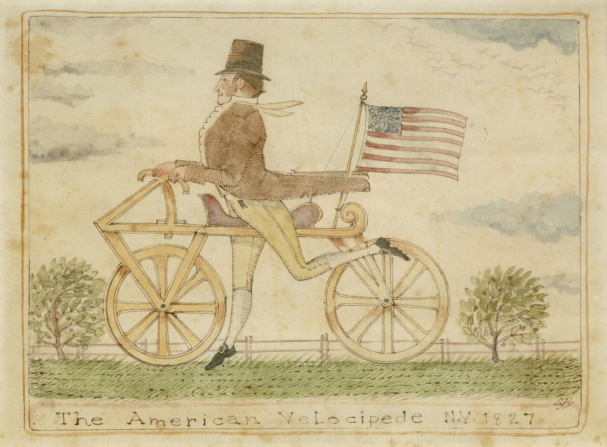 Appraisal: WATERCOLOR DRAWING quot THE AMERICAN VELOCIPEDE N Y quot On