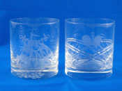 Appraisal: A glass tumbler wheel engraved with a galleon crossed anchors