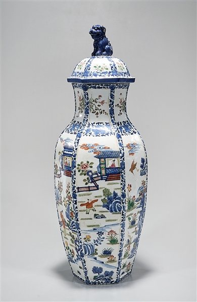 Appraisal: Tall Chinese wucai porcelain covered vase depicting figures in an