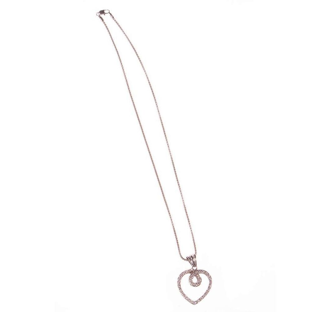 Appraisal: Diamond and k white gold heart pendant with chain set