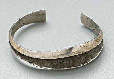 Appraisal: Charles Loloma silver bracelet cast silver open bangle signed quot