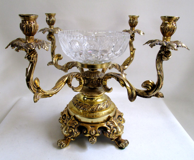 Appraisal: DORE STYLE CENTERPIECE BOWL having center glass bowl surrounded by