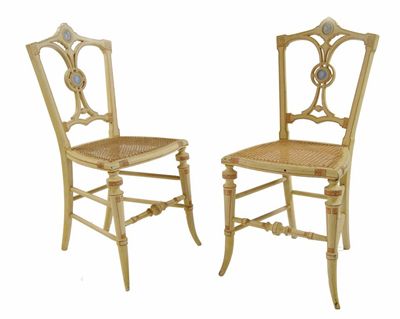 Appraisal: A pair of Victorian painted side chairs by Bettridge Co