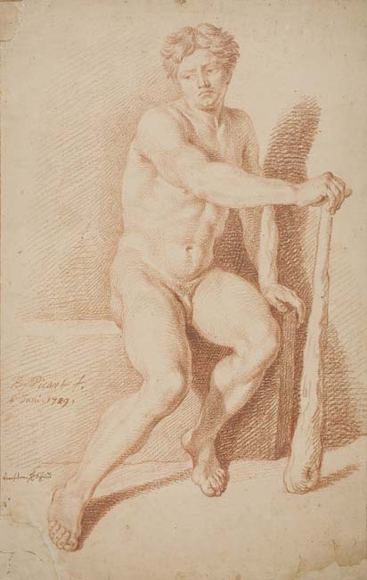 Appraisal: BERNARD PICART Paris - Amsterdam Seated Male Nude Red chalk