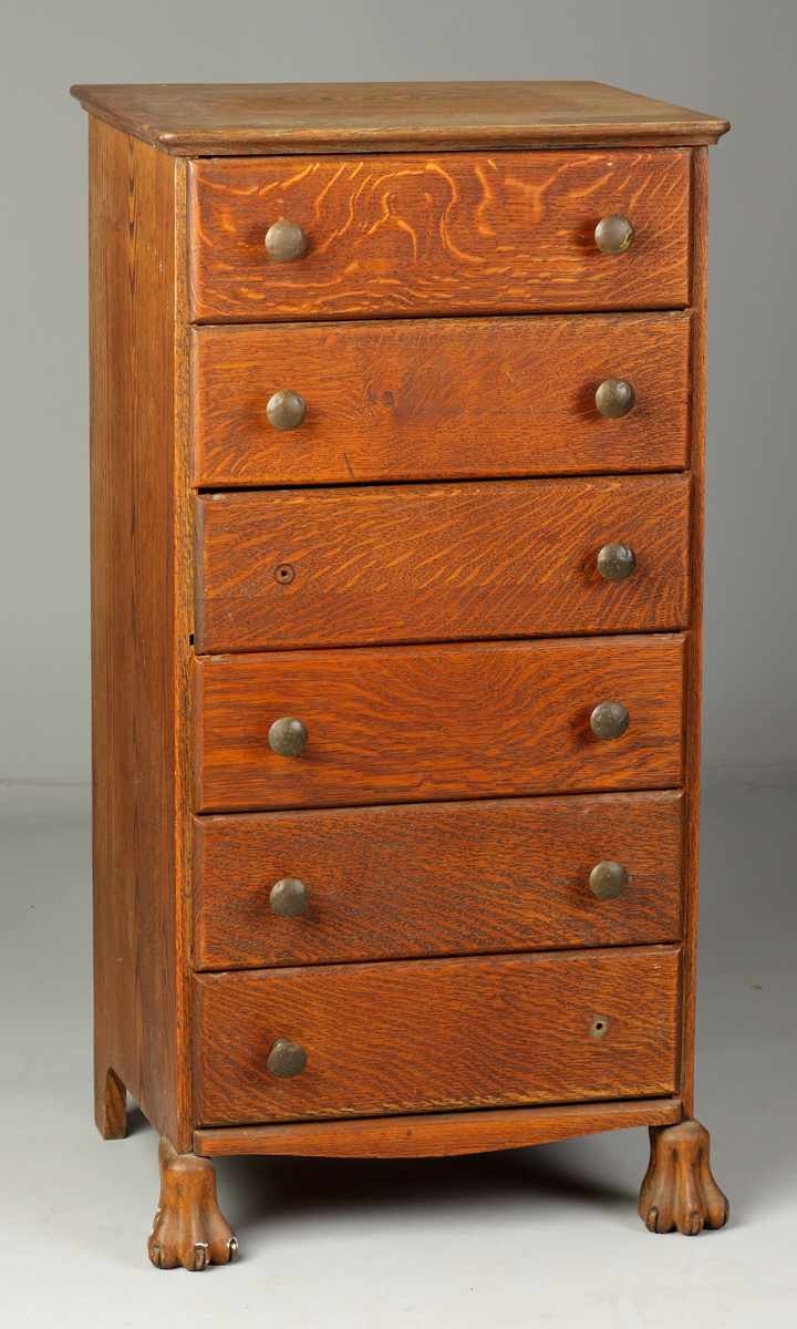 Appraisal: Drawer Oak Cylinder Record Cabinet Includes some Edison Records Condition