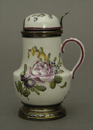 Appraisal: French Silver-Gilt Mounted Faience Mustard Pot in