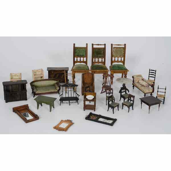 Appraisal: Dollhouse Furniture and Accessories A twenty-six piece assembled group of