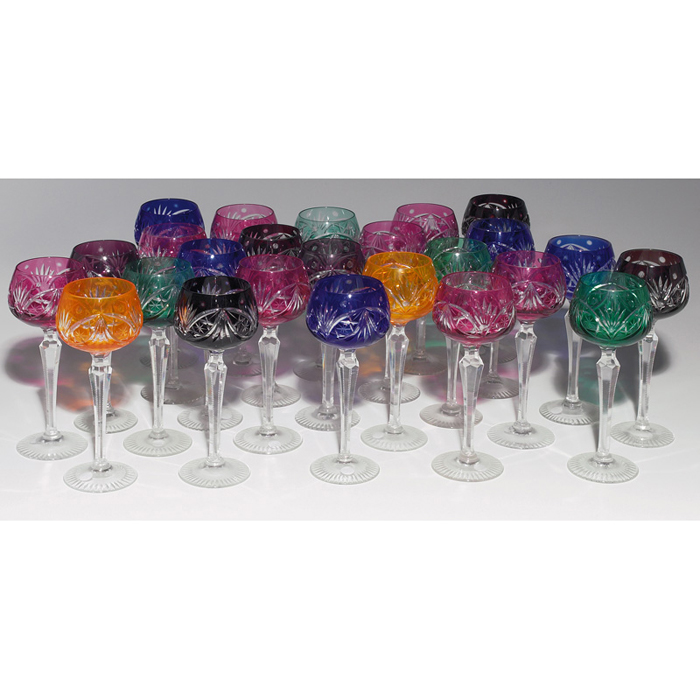 Appraisal: Val St Lambert wine goblets attribution set of clear stems