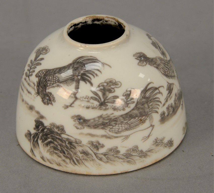 Appraisal: Chinese porcelain water holder bell shaped with black rooster and