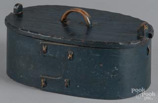 Appraisal: Norwegian painted bentwood box th c retaining its original blue