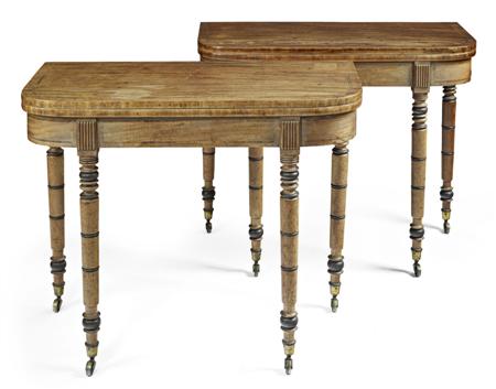 Appraisal: PAIR OF GEORGE III MAHOGANY AND INLAID TEA TABLES CIRCA