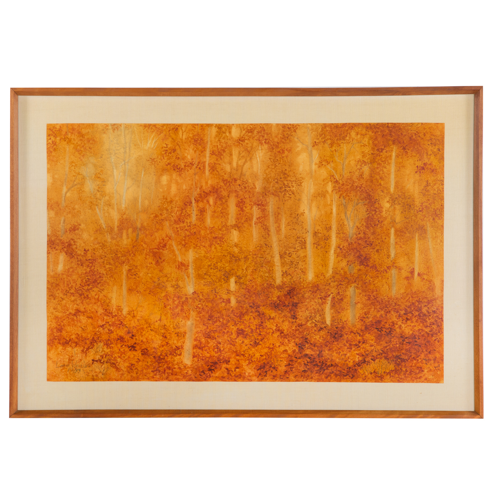 Appraisal: LEE WEISS APRICOT SKY AND TREES WATERCOLOR Lee Elyse Crouse