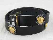 Appraisal: A leather Versace studded belt bought at the Elton John