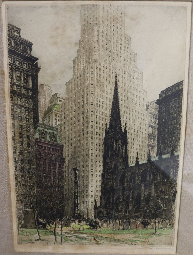 Appraisal: T K Hoerness Signed NYC Etching From a Westchester storage