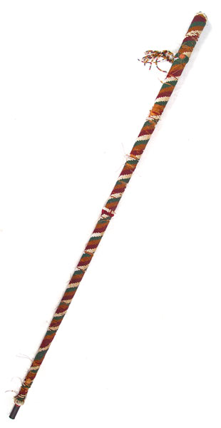 Appraisal: SOUTHWEST INDIAN GLASS BEADED CEREMONIAL STICK Circa red yellow green