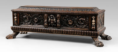 Appraisal: Italian Baroque style cassone carved and parcel gilt hinged top