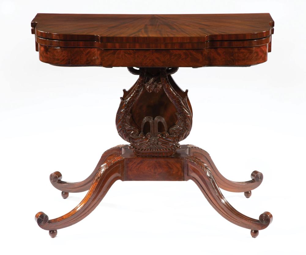 Appraisal: American Classical Carved Mahogany Games Table c - attr Henry