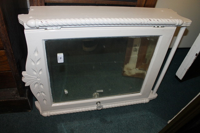 Appraisal: A WHITE PAINTED BEDROOM CUPBOARD with mirror door