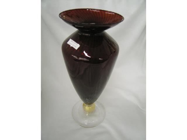 Appraisal: Italian Art Glass Vase deep red swirl body on gold