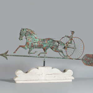 Appraisal: A Molded Copper and Cast Zinc Trotting Horse and Sulky