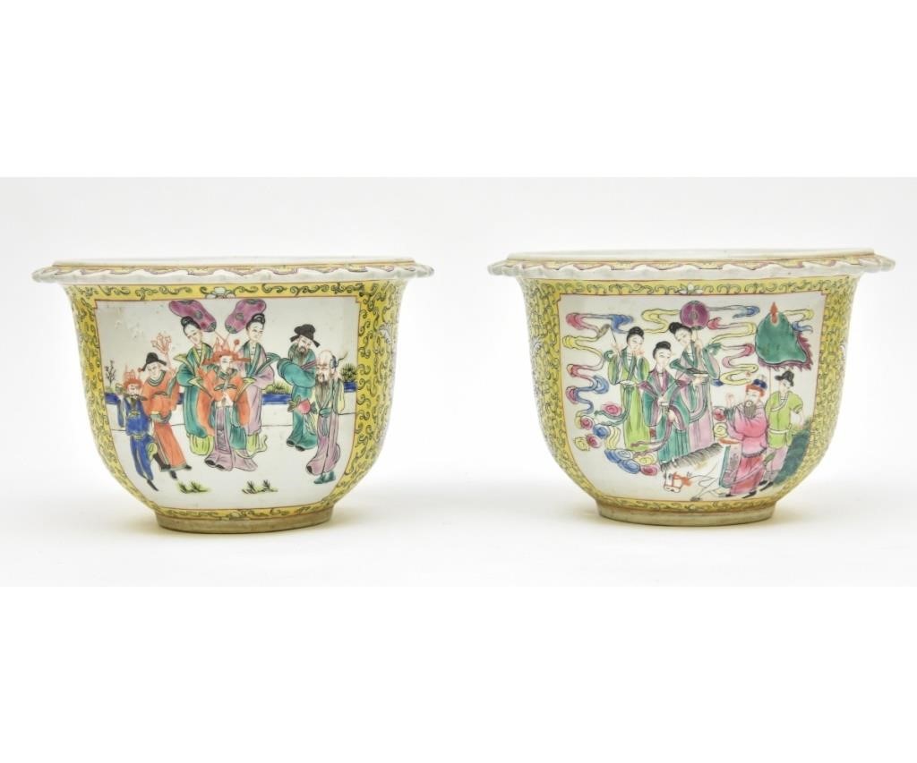 Appraisal: Pair of Chinese porcelain planters circa each decorated with panels