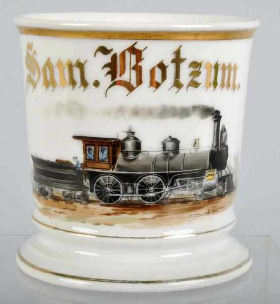 Appraisal: Steam Locomotive Shaving Mug Description Shows a locomotive with conductor