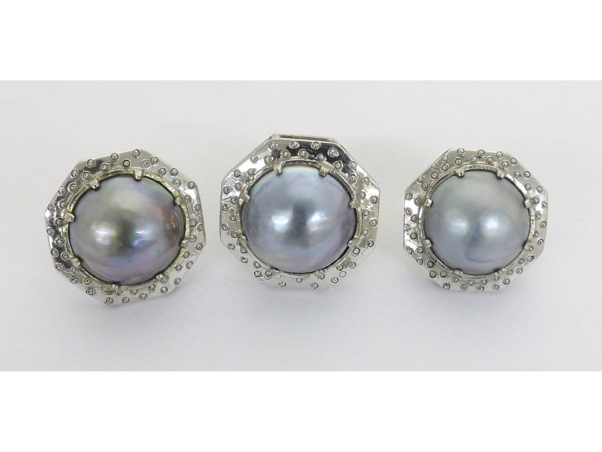 Appraisal: Pair of ct white gold and mab pearl earrings and