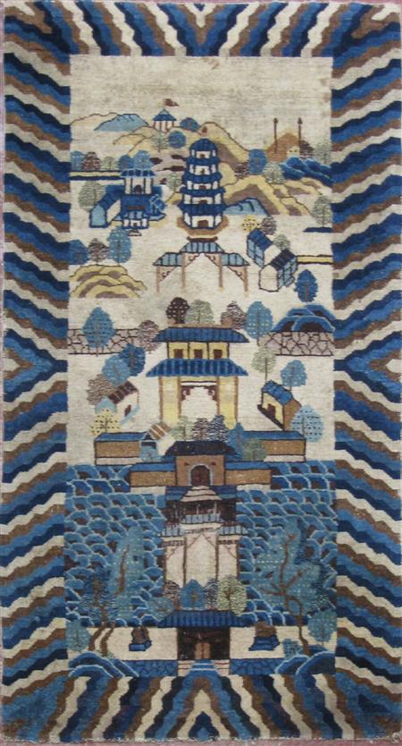 Appraisal: A Chinese rug th century the cream field with pagodas