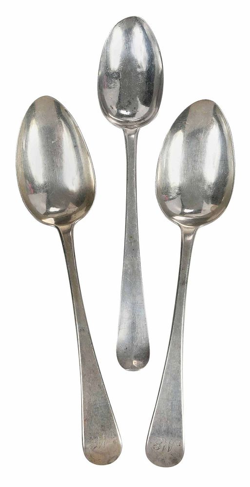 Appraisal: Three English Silver serving spoons all with oval handles one