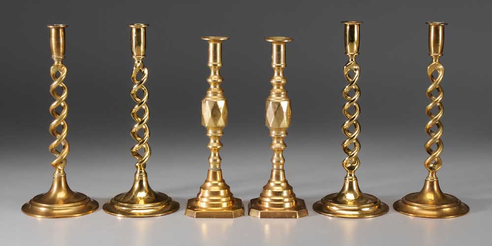 Appraisal: Six Brass Candlesticks British th and th centuries set of