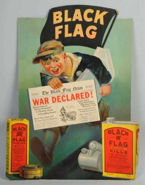 Appraisal: Cardboard Black Flag Newsboy Sign Condition Excellent Size - x