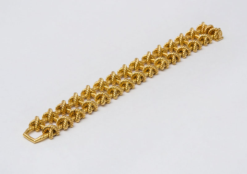 Appraisal: TIFFANY CO K GOLD KNOTTED ROPE BRACELET With an extra