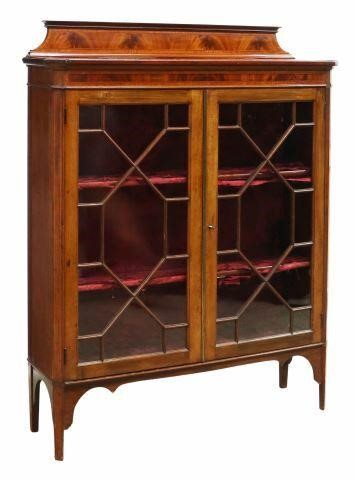 Appraisal: English mahogany display china cabinet th c a short back