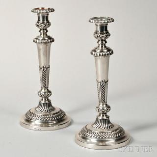 Appraisal: Pair of George III Sterling Silver Candlesticks Birmingham - Matthew