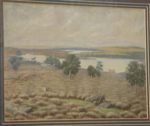 Appraisal: Calder American th c w c field and lake landscape