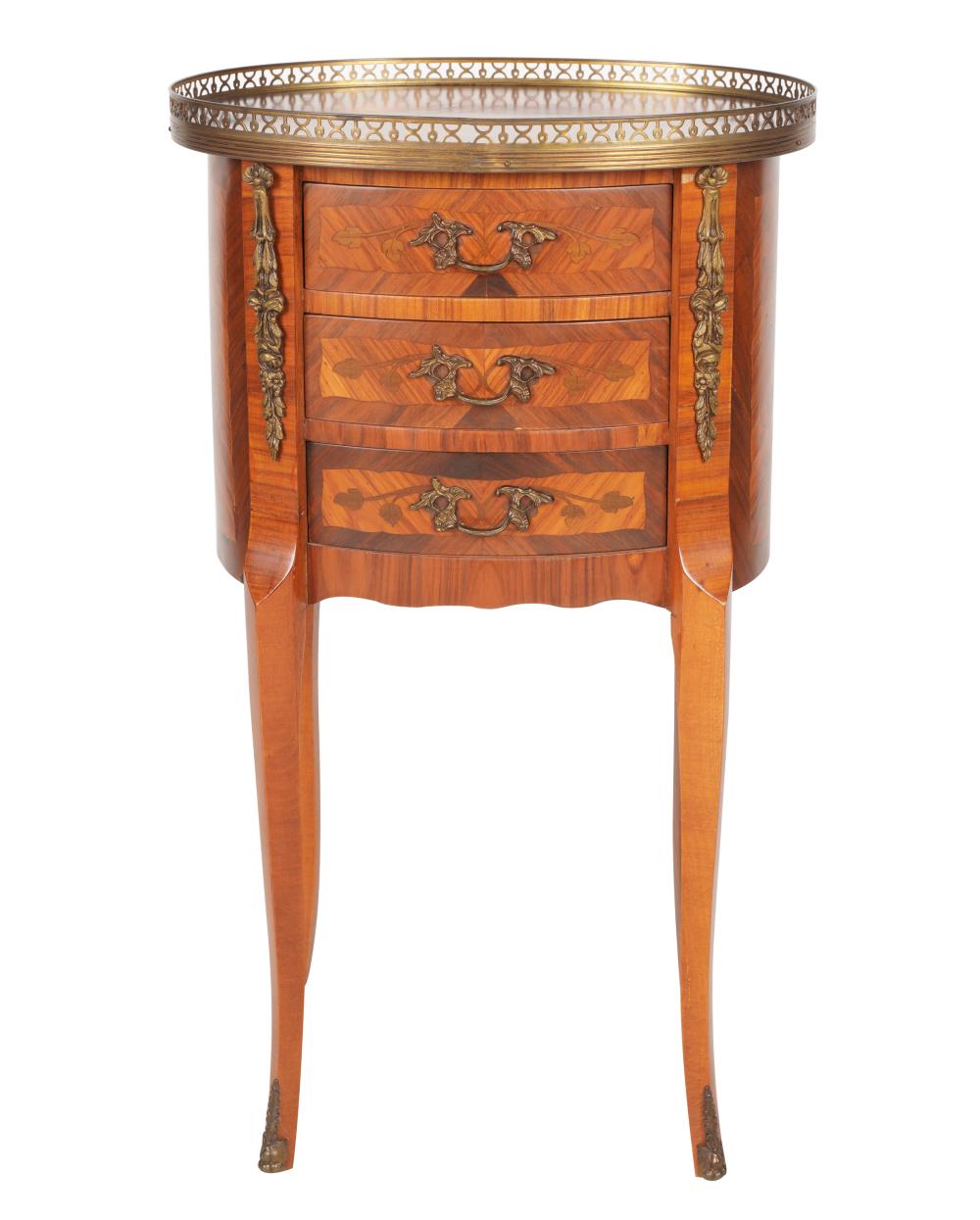 Appraisal: ITALIAN MARQUETRY PETITE COMMODEafter stamped Made in Italy with gilt