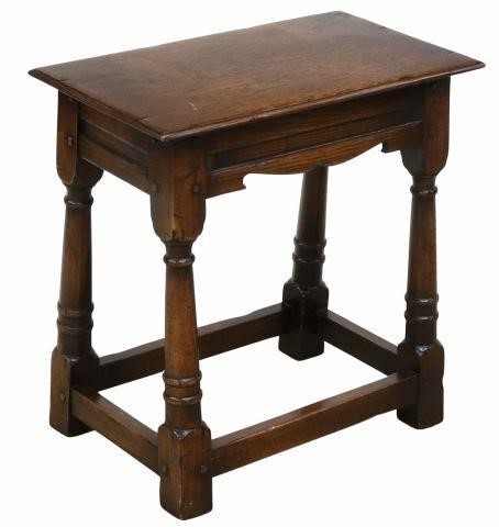 Appraisal: English oak taboret stool mid th c rectangular top rising