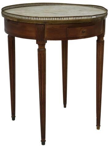 Appraisal: French Louis XVI style mahogany bouillotte table th c pierced