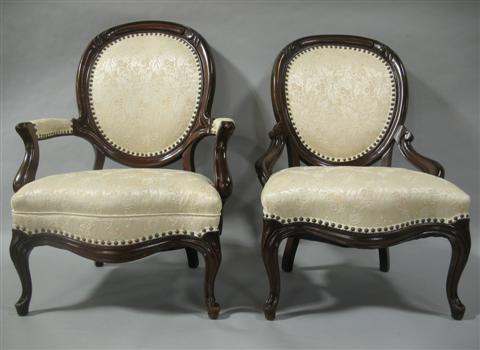 Appraisal: VICTORIAN BALLOON BACK SIDE CHAIR AND ARMCHAIR Shaped frame surrounding