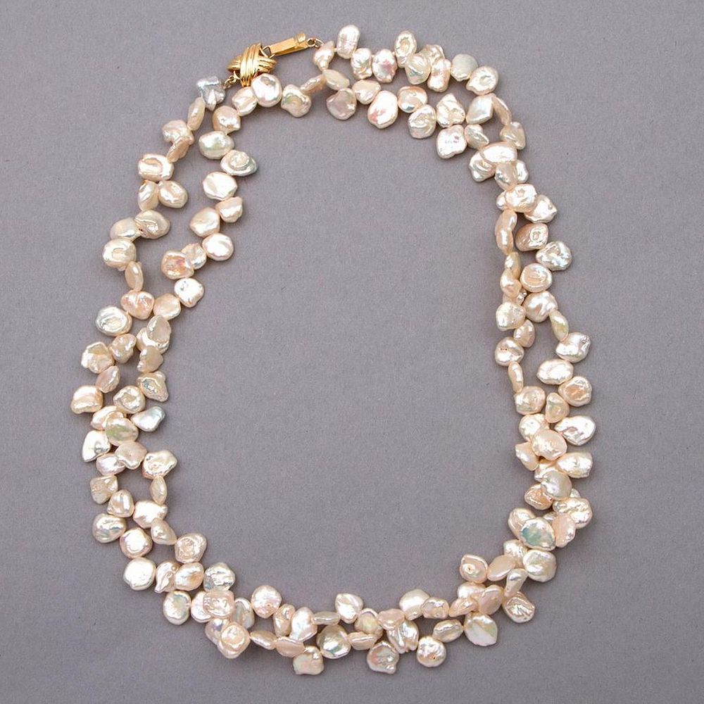 Appraisal: Keshi pearl and k gold necklace pearls measuring from approximately