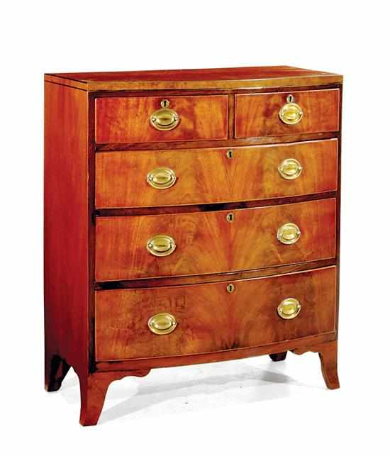 Appraisal: English Victorian mahogany bowfront chest of drawers last quarter th