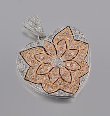 Appraisal: A Ladies' Two Tone Gold and Diamond Heart Locket k