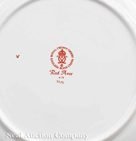 Appraisal: A Set of Royal Crown Derby Red Aves Porcelain Dinner