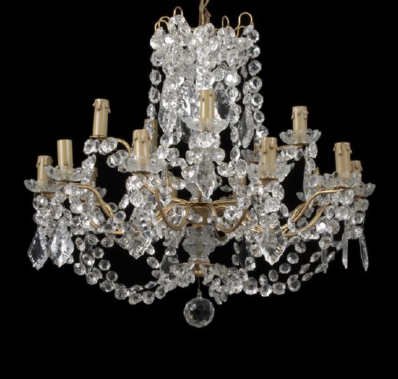 Appraisal: Maria Theresa-Style Gilt-Metal and Cut Glass Fifteen-Light Chandelier third quarter